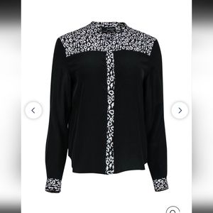 THE KOOPLES Leopard Print Black White Button Down - Size 0/XS